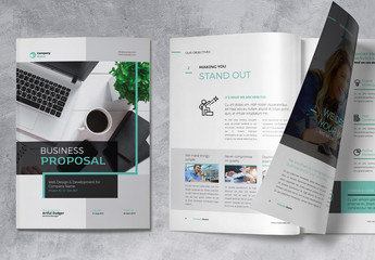 Business Proposal Brochure with Turquoise Accents