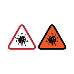 Coronavirus pandemic SARS-Cov-2 icon on road sign. Image Coronavirus disease 2019 COVID-19 warning sign. Vector illustration