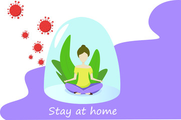 pregnant woman meditating in lotus pose Stay at home