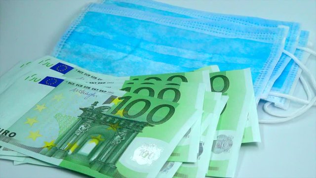 counting euro banknotes with male hand for medicine