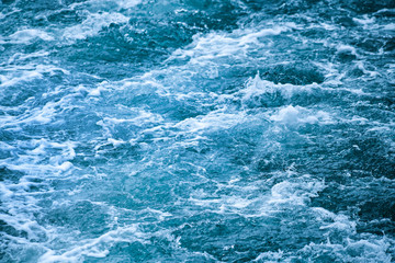 Crashing Waves of sea and Aerial view to ocean wave. Blue water background.