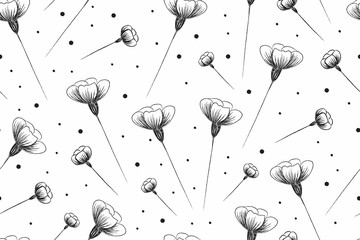 Hand drawn floral seamless pattern.