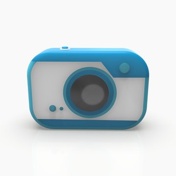 Colourfull minimal pastel camera as toys 3d rendering. photography and technology concept