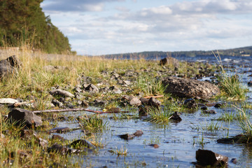 Rocky beach of Lake Storsjön in Östersund