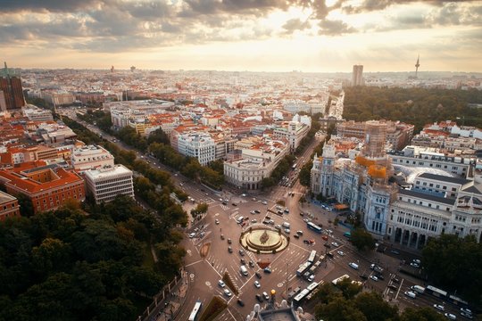 Fototapeta Madrid street aerial view