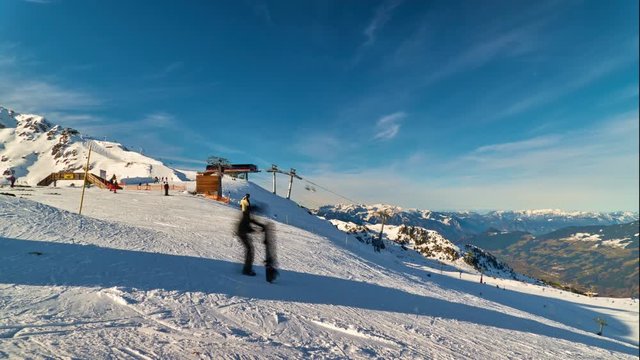 Ski Resort Hochzillertal in Austria. Timelapse