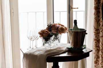 Chilled low-alcoholic beverages are cooled before the party