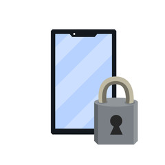 Locked smartphone. Access to account. Icon for the app. Protecting your phone from a virus. Cartoon flat illustration. Closed lock