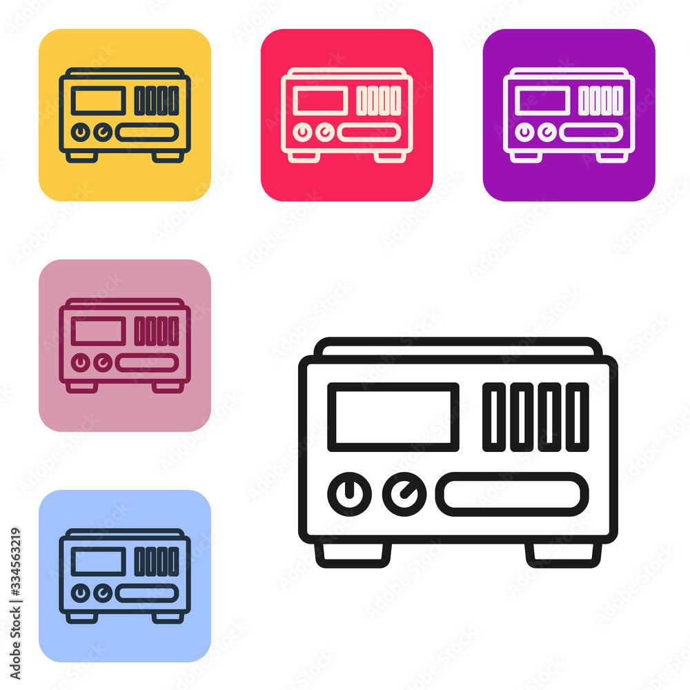 Poster black line electrical measuring instruments icon isolated on white background. analog devices. elect