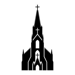 Simple vector clipart of St. Joseph's Roman Catholic Church in Detroit, Michigan (USA). Black silhouette of a gothic catholic temple isolated on white background