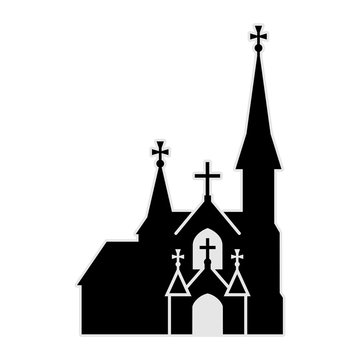 black church silhouette on white background