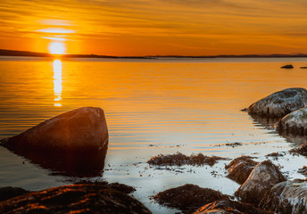 Zachód słońca w Parku Narodowym Ytre Hvaler w Norwegii
