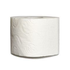 Roll of toilet paper isolated on white background