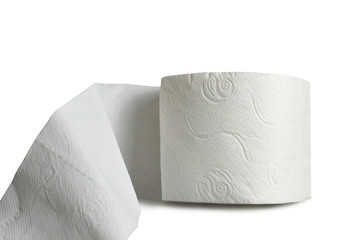Roll of toilet paper isolated on white background