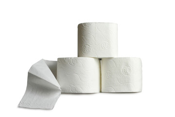 Rolls of toilet paper isolated on white background
