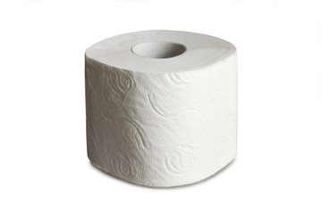 Roll of toilet paper isolated on white background