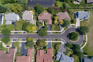 Suburban Neighborhood Cul-de-Sac Aerial
