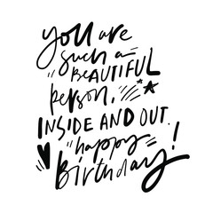 Birthday card illustration. Hand lettering for your design