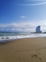 Mediterranean sea in Barcelona, Spain