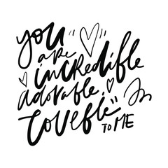 Compliment. Hand lettering quote for card, poster