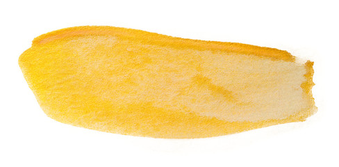 yellow gold shiny paint stain. with paper texture on a white background