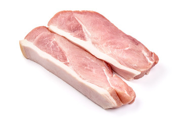 Raw pork meat, isolated on white background
