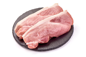 Raw pork meat, isolated on white background