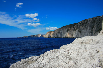 Fototapeta na wymiar White cliffs in Greece on the island of Zakynthos