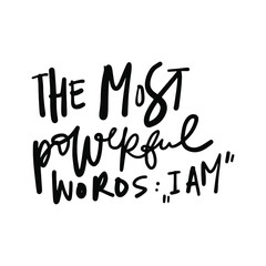 Positive inspirational quote. Affirmations. Hand lettering illustration. Moden abstract background