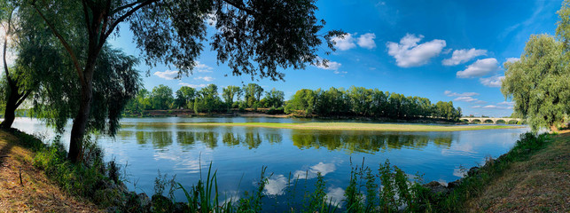 Panorama of the Loire river in Tours, France in summertime