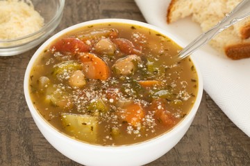 Tuscan Vegetable Soup with Parmesan and Gluten Free Hawiian Bread