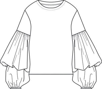 black and white blouse with puffy sleeves clip art preview