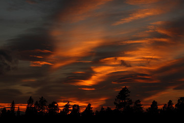 Fototapeta na wymiar Beautiful sunset with orange clouds