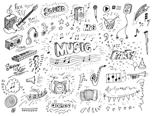 Fototapeten Handgezeichnete Musik kritzelt Vektorillustration © katarinalas