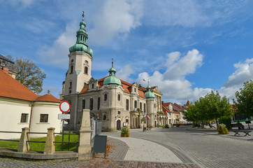 Fototapeta na wymiar A Beautiful City View Of Pszczyna In Poland. Pszczyna Was A Part Of Katowice Voivodeship From 1975 Until Administrative Reform In 1998