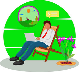 illustration stay and work at home