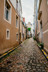 Empty street in city of Angers, France in the Loire Valley