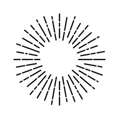 Fototapeta premium Vector illustration of light rays, sunburst. Vintage style element, round frame.
