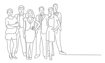 Business people. Teamwork. Friends. Hand drawn vector illustration.