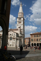 Fototapeta na wymiar Modena, Emilia Romagna, Italy: view of duomo and bell tower