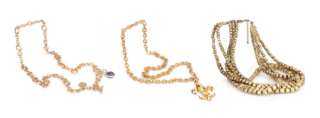 Set of necklaces isolated on a white background