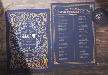 Restaurant Menu Layout with Ornamental Elements 
