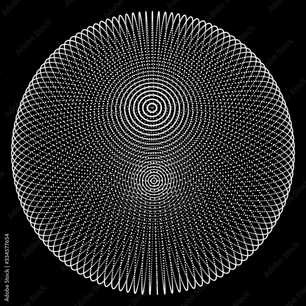 Poster abstract sphere of multiple points. globe or ball. digital technology. illustration in space style. 