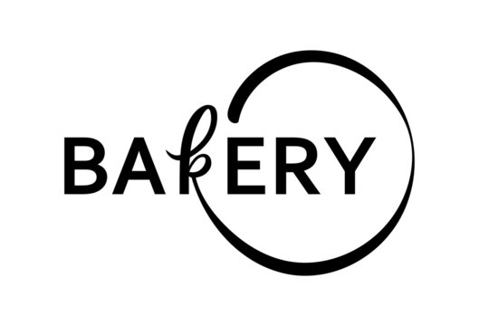 Hand sketched Bakery lettering typography isolated on white background. Concept for bakery, market, bakehouse, bakery production. Calligraphy badge, icon, logo, banner, tag.