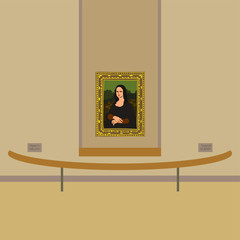 Mona Lisa on the wall of the museum