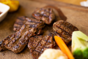 beef steak on the sealed grill, turkish meal
