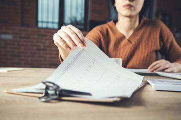 woman hand document  in office