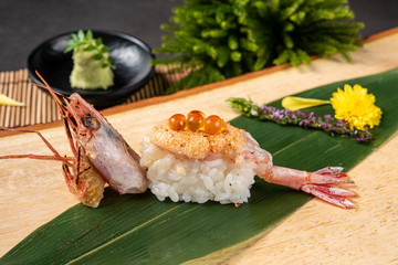Japanese sushi with decorated