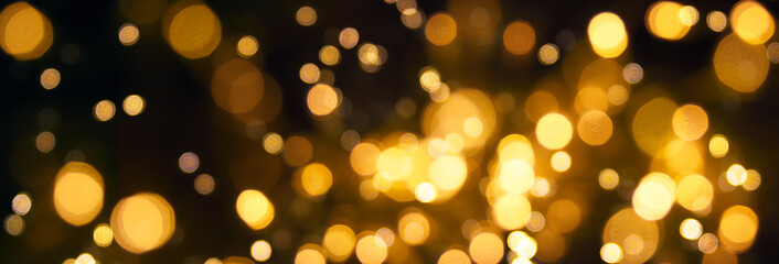 Christmas and Happy new year on blurred bokeh with snowfall banner background