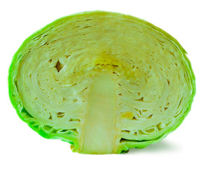 A large green cabbage. The image is isolated on a white background.